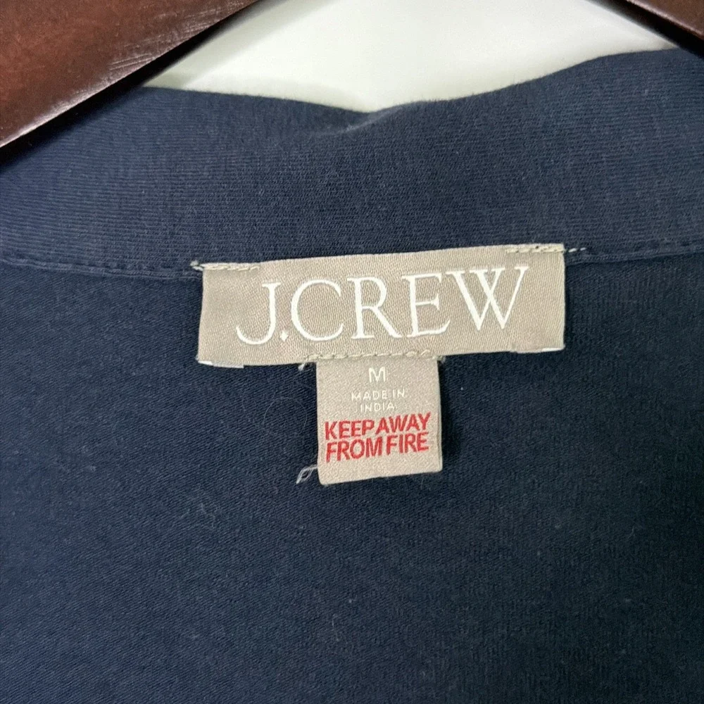 J Crew Navy White Piping Pajama Shirt Top Womens Med Cotton 2025 Preppy Lounge